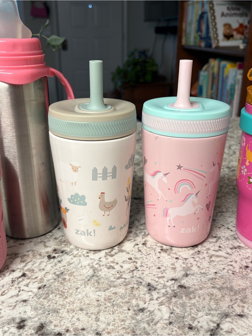 Zak! & others! Kids Straw Cup Set — Pastel Farm & Unicorn Designs